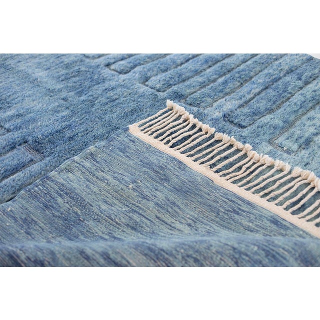 2020s Mottled Linear Hand-Knotted Wool Rug | 10'1" X 7'2" | One of a Kind For Sale - Image 5 of 8