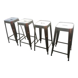 Industrial Style Metal Stools - Set of 4 For Sale