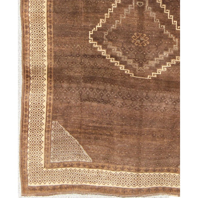 Vintage Turkish Kars Rug With a Modern Design in Shades of Brown and Ivory For Sale - Image 4 of 11