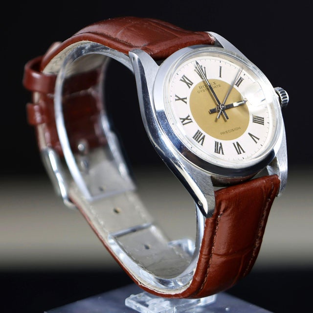 1950s Rolex Oysterdate Precision 6694 Two-Tone Tuxedo Dial Circa 1959 Vintage Watch For Sale - Image 9 of 18