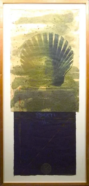 1980s Scott Sandell "Watermill" Signed Framed Mixed Media Artwork, Shell
