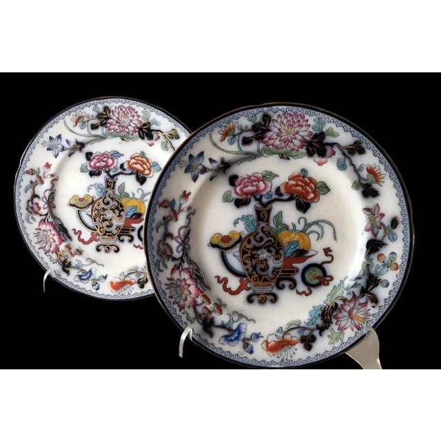 Chinoserie Style Noma Pattern Plates from Ridgway, 1835, Set of 2 For Sale - Image 6 of 13
