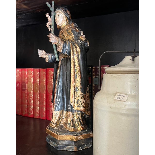 18th Century Saint Rita Carving With Gilt Detail For Sale - Image 13 of 18