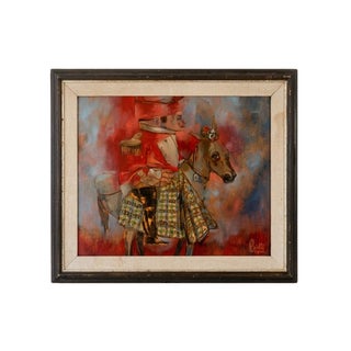 1960s Mid Century General on Horse Caricature Painting For Sale
