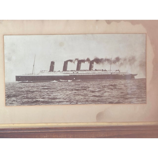 Antique Oak Framed “Cunard Liner Lusitania” Maritime Photo Print Early 1900s For Sale In Los Angeles - Image 6 of 15