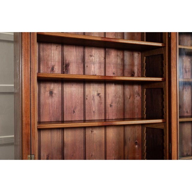 Large English Glazed Walnut Bookcase, 1870s For Sale - Image 17 of 18