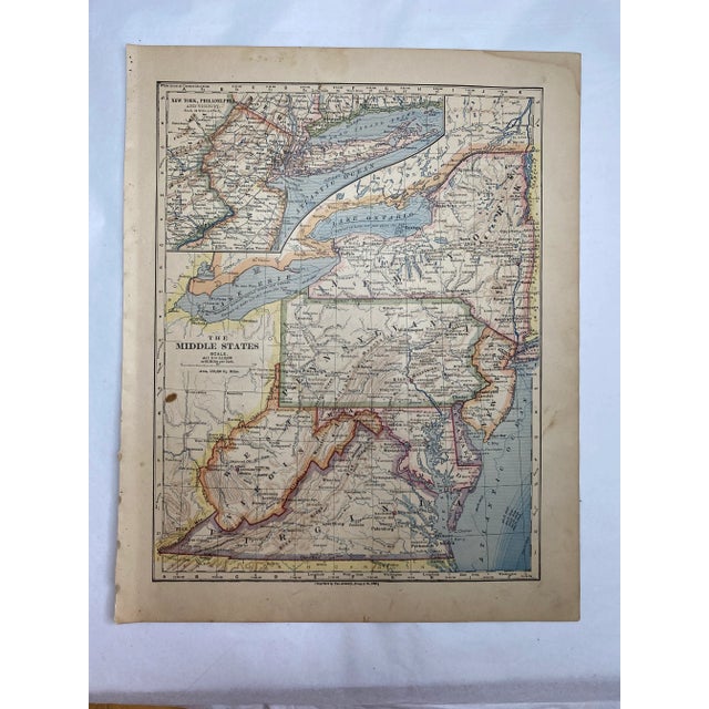 1883 Antique Middle Atlantic States Map For Sale In Minneapolis - Image 6 of 6