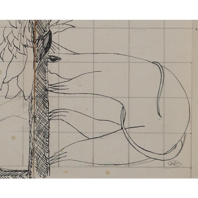 Jean-claude silbermann (1935) surrealist landscape, 1964 original ink drawing signed lower right on thick paper 20.5 x...