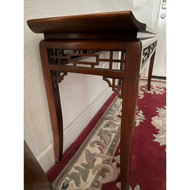 Mid-Century Modern 1970s High Quality Hardwood Asian Burl Wood Design Console For Sale - Image 3 of 7