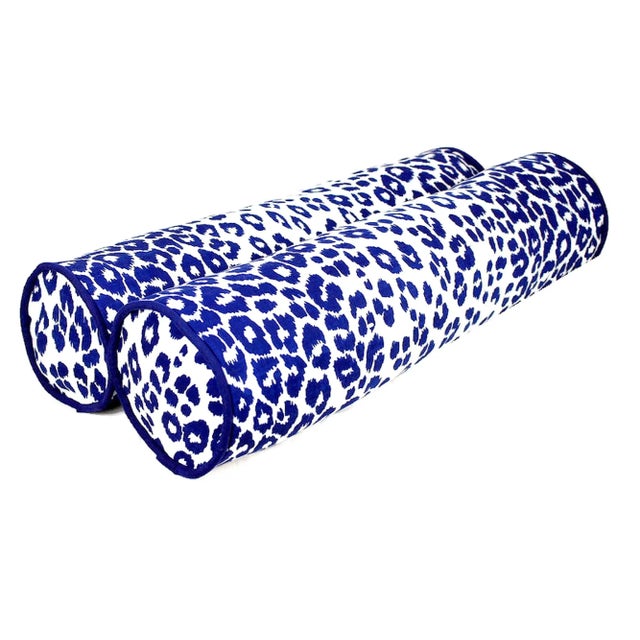 2020s Leopard Linen Schumacher Bolster Pillow Cover For Sale - Image 5 of 12