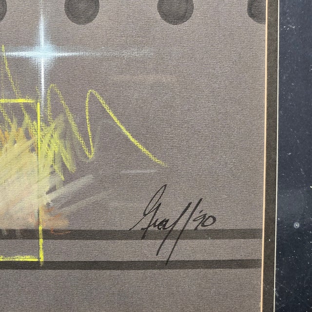 1990 Atomic Cock Rooster Chicken Pastel Painting, Framed For Sale - Image 4 of 8