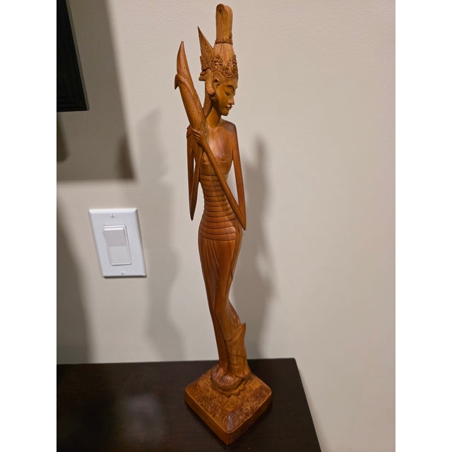 1950s Signed K. Dana (Mas, Bali) Elongated Art Deco Two-Piece Hardwood Sculpture For Sale In Phoenix - Image 6 of 12