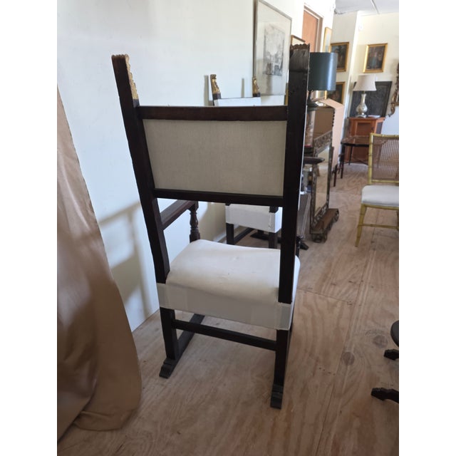 18th Century Pair of Early Italian Hall Chairs With Giltwood Details For Sale - Image 5 of 12