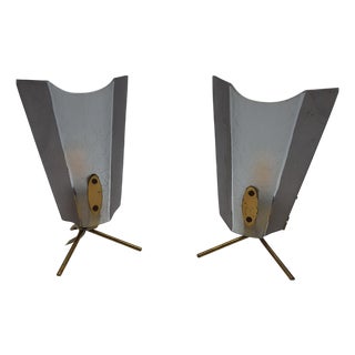 Brass Table Lamps with Etched Glass from Stilnovo, 1950s, Set of 2 For Sale