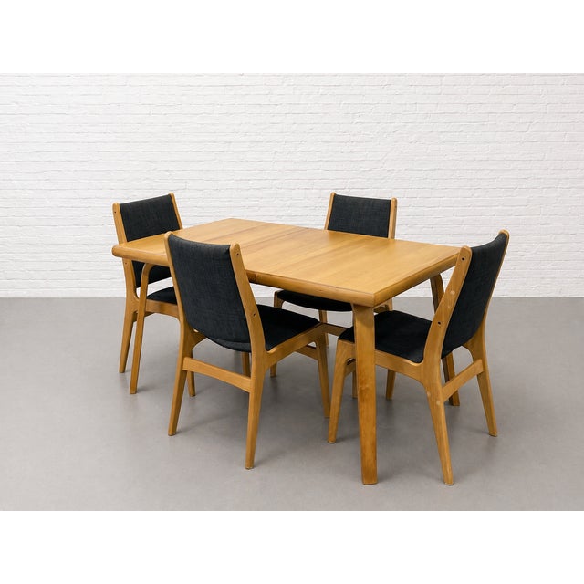 Mid Century Scandinavian Bentwood Dining Table – Solid Beech Expandable Kitchen Table, C. 1950’s For Sale - Image 10 of 13