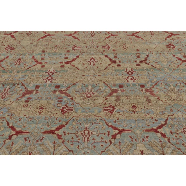 Rug & Kilim Rug & Kilim’s Square Agra-Inspired Square Rug, Teal & Red With Arabesque Trellis For Sale - Image 4 of 8