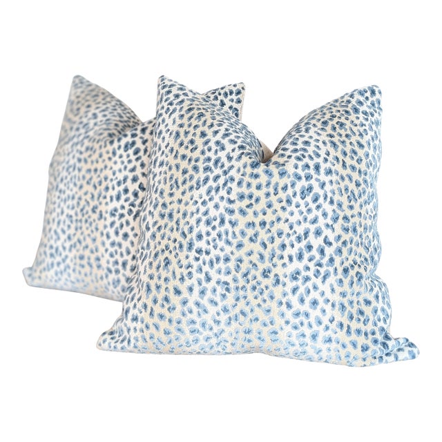 Cowtan & Tout Ocelot 24" Pillows in Azure For Sale
