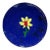 1967 Modern Copper Enamel Royal Blue Plate Yellow Daisy Flower Signed For Sale