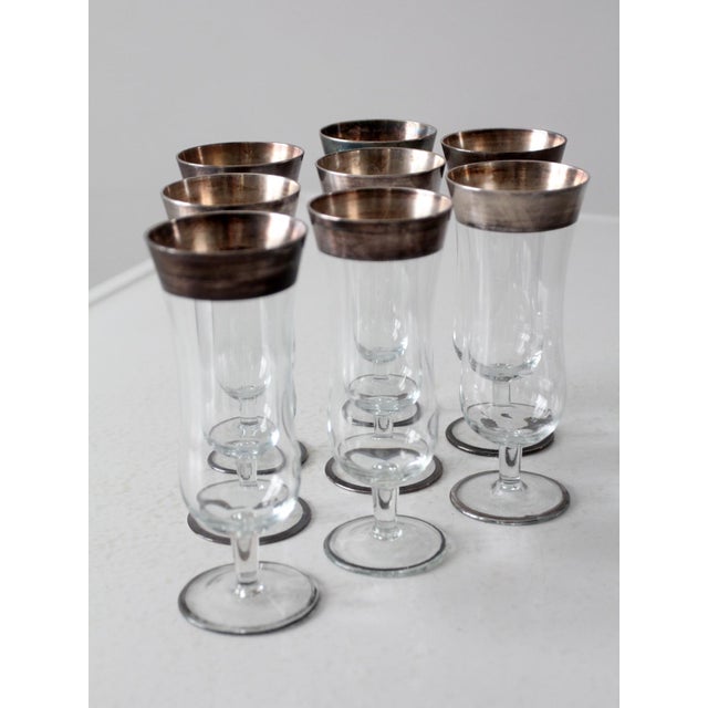 Vintage Dorothy Thorpe Silver Band Parfait Glasses Set of 8 For Sale - Image 12 of 12