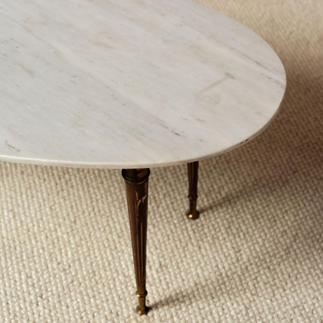 1950s French Marble Top With Brass Legs Coffee Table For Sale In Birmingham - Image 6 of 6