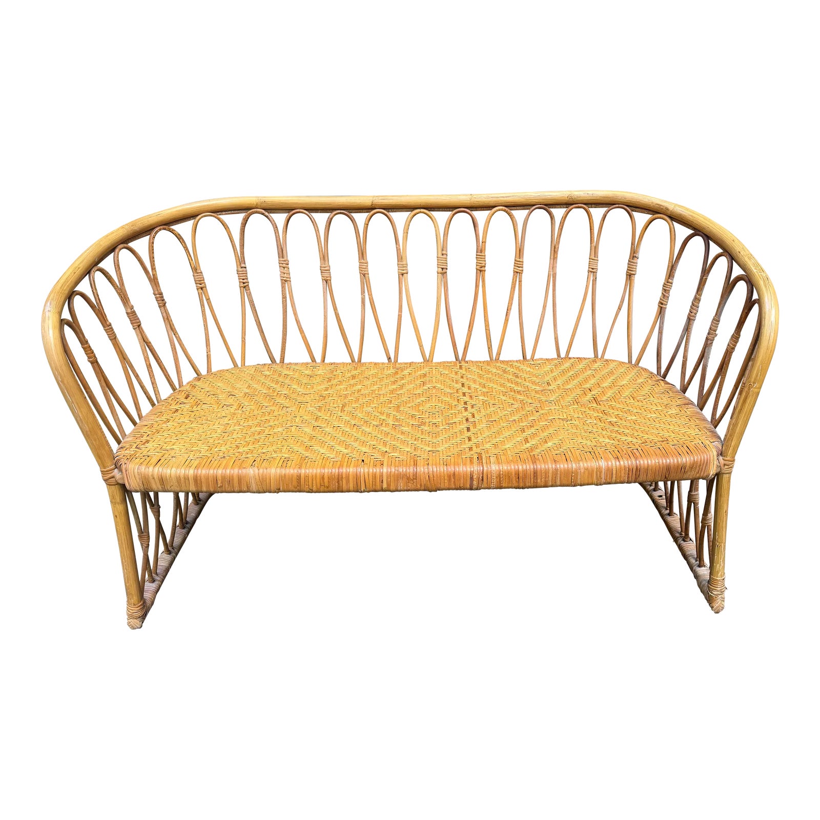 Charming Rattan Bench | Chairish