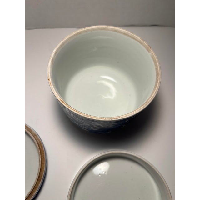 Antique Qing Dynasty Chinese Blue & White Jubako Bento Porcelain Box 5" For Sale In Los Angeles - Image 6 of 11