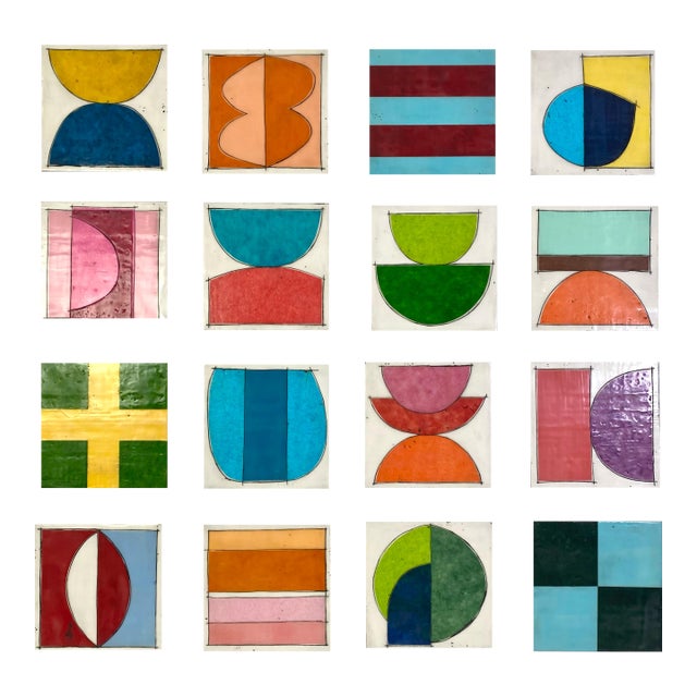 Original Encaustic Mixed Media Installation by Gina Cochran - "Cosmic Boom" - 16 Panels For Sale