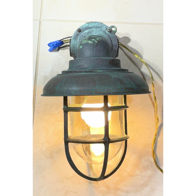 Rustic Vintage Maritime Solid Copper & Brass Sconces Size 14” High X 9” Wide X 10” Deep For Sale - Image 3 of 17