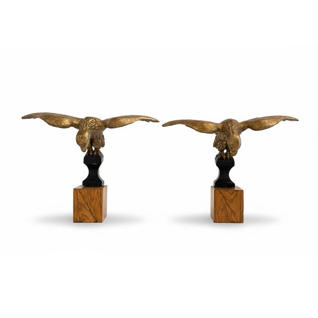 Unknown, Carved and Gilded Wooden Eagles, 1800s, Gold Leaf & Pinus Cembra, Set of 2 For Sale - Image 9 of 9