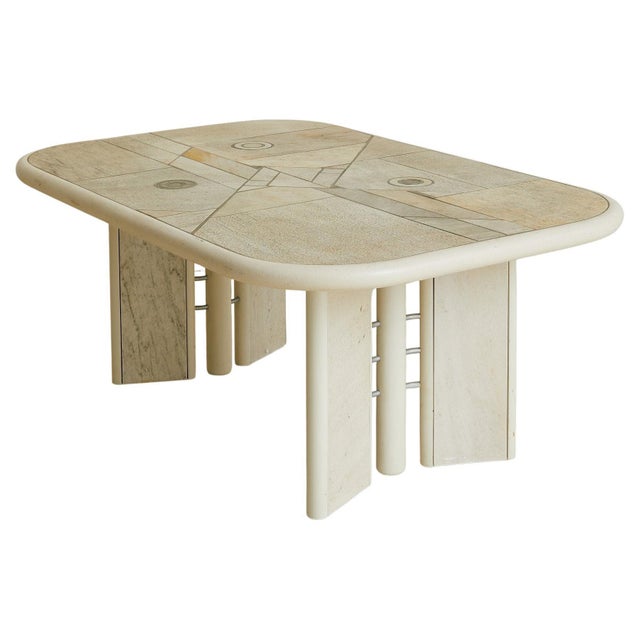 Dutch Brutalist Stone + Metal Inlay Coffee Table in Manner of Paul Kingma, 1970s For Sale - Image 10 of 18