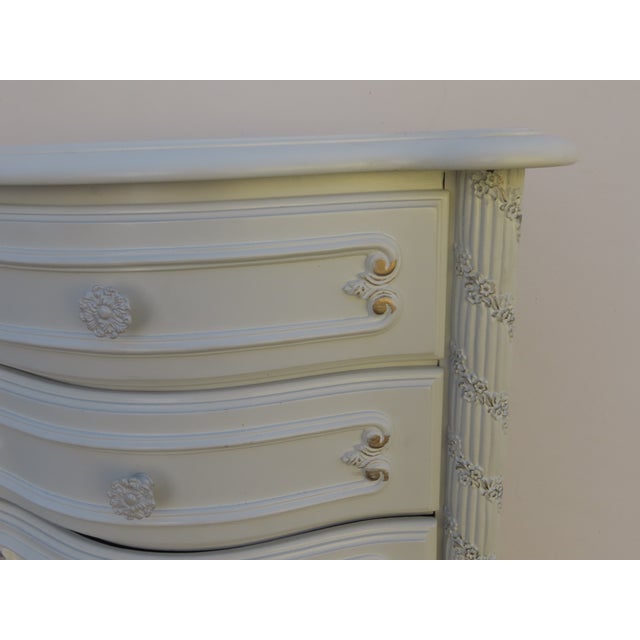 French Shabby Chic Painted Carved Tall Narrow Lingerie Jewelry Chest 6406 For Sale - Image 15 of 18