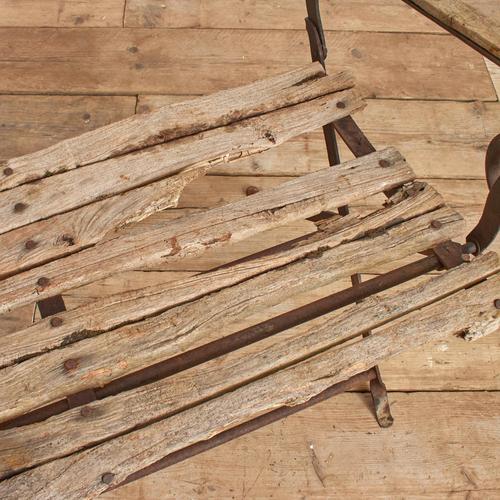 Rustic Small Vintage French Rustic Folding Garden Bench, 1920s For Sale - Image 3 of 12