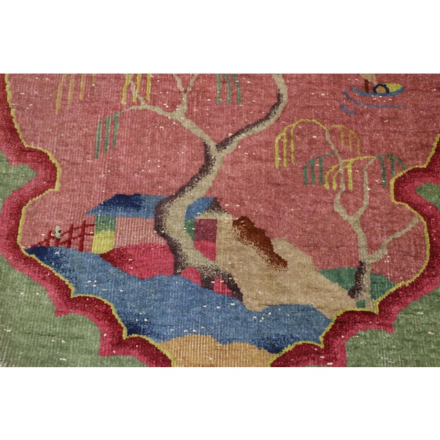 Antique Chinese Art Deco Oval Rug, 03'00 X 04'09 For Sale - Image 4 of 8
