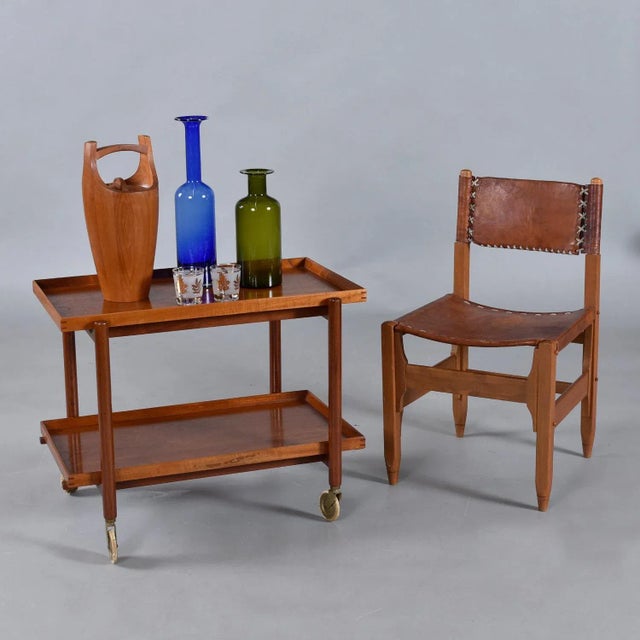 Brown Refinshed Poul Hundevad for Vamdrup Danish Expanding Teak Bar Cart For Sale - Image 8 of 12