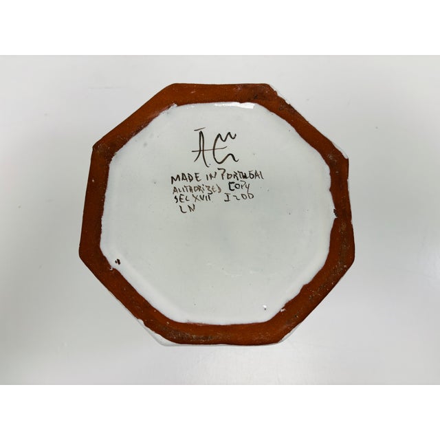 Blue Vintage Blue and White Portuguese Flower Frog Ikebana Flower Brick For Sale - Image 8 of 9