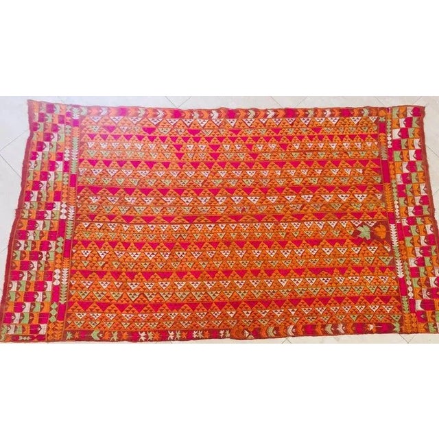 A rare pattern embroidered in silk on a hand loomed cotton background. Punjab is known for its Phulkaris. The embroidery...