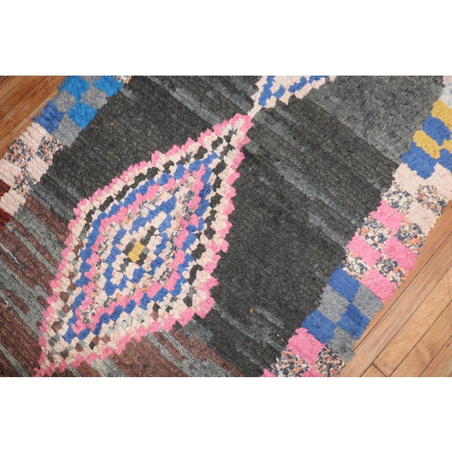 Gray Tribal Bohemian Mid 20th Century Moroccan Rug - 3'10" x 8' For Sale - Image 8 of 10