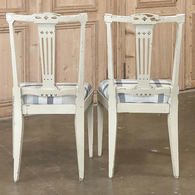 Set of 6 Antique Swedish Gustavian Painted Dining Chairs Includes 2 Armchairs For Sale - Image 10 of 18