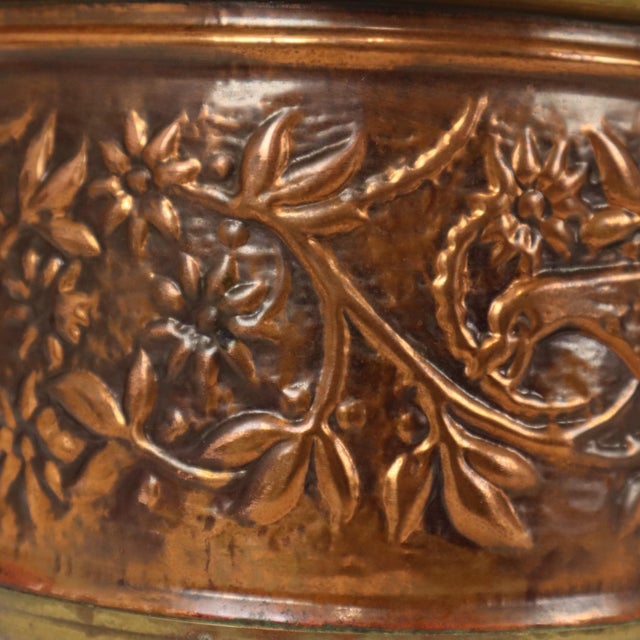 Repoussé Flower Pot in Red Copper and Brass, 1900s For Sale - Image 6 of 16