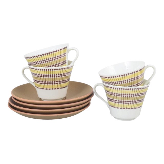 Mandarin Teacups with Saucers from Marianne Westman for Rörstrand, 1960s, Set of 8 For Sale