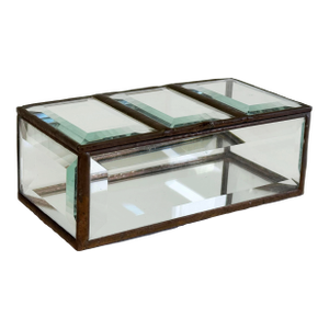 Antique Beveled Glass and Copper Frame Mirrored Box