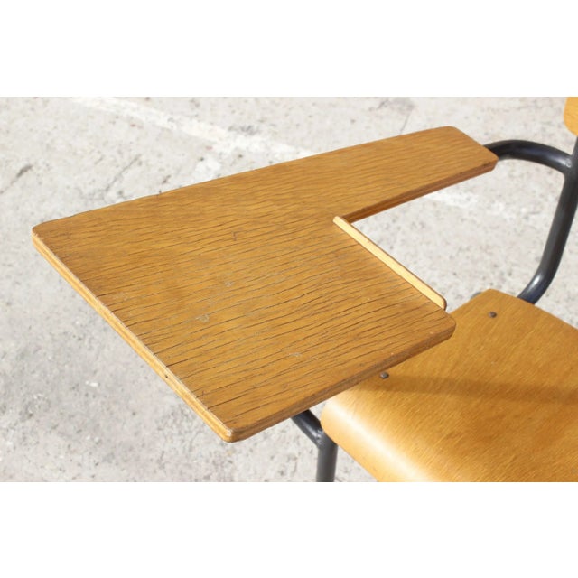 Black Steel & Wood Student Desk Chair by Jacques Hitier, France, 1950s For Sale - Image 8 of 13