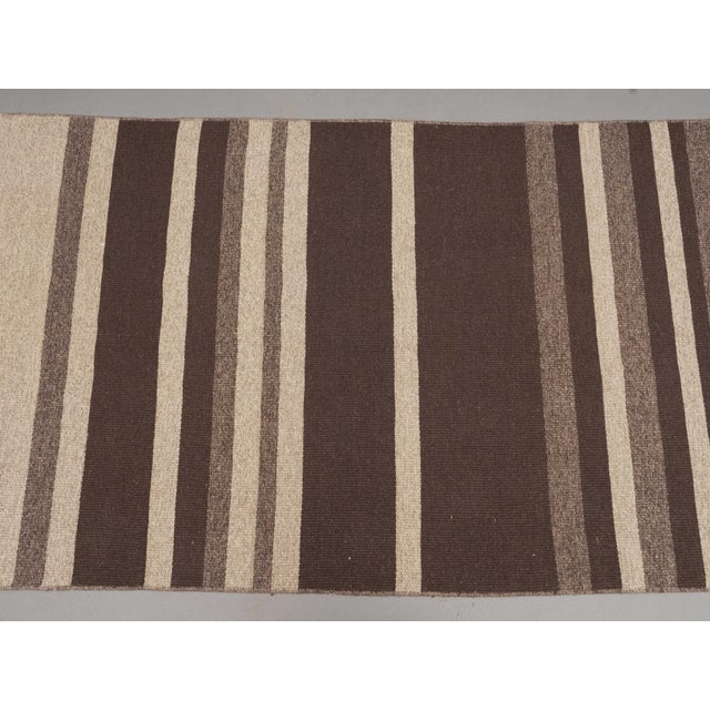 1970s Vintage Handmade Wool Cotton Beige Runner Rug For Sale - Image 11 of 11