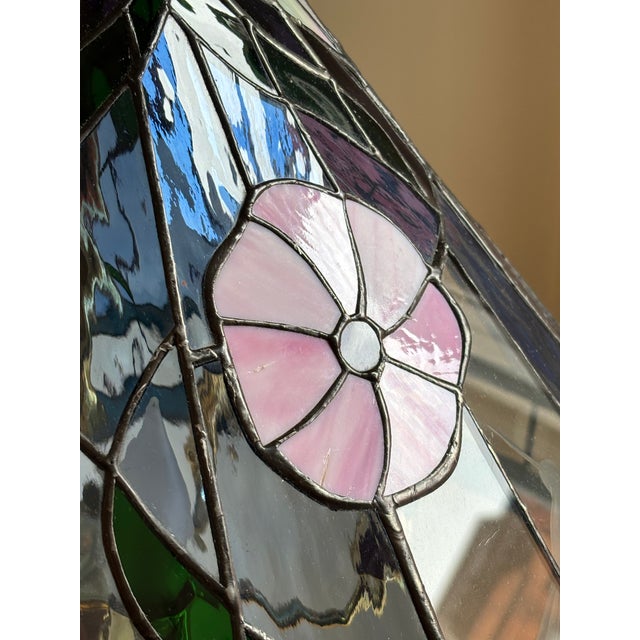 Vintage Tiffany-Inspired Stained Glass Hummingbird Pendant Lamp For Sale - Image 16 of 18