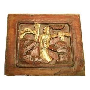 Antique Chinese Wood Panel Carving, Cunninghamia Wood, Circa 1800-1849