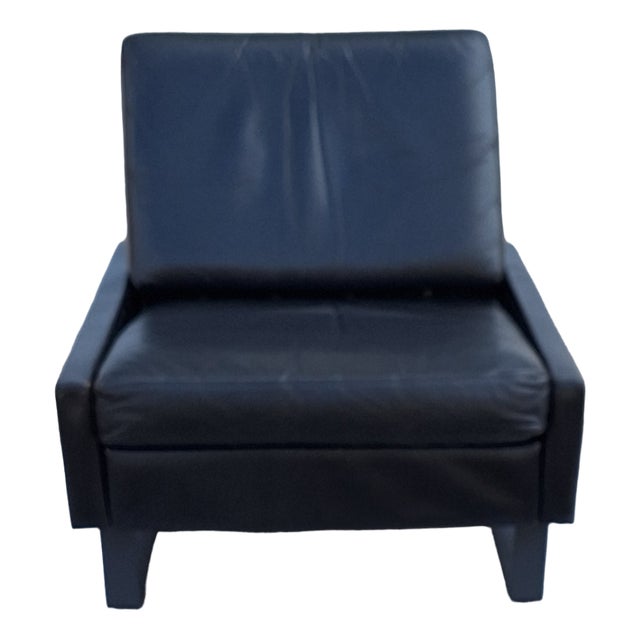 Vintage German Lounge Chair Conseta in Black Leather with Gray Steel Sled Feet by F.W.Möller for Cor, 1970s For Sale