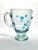 Mexican Mexican Aqua Blue Confetti Raised Pebble Mexican Hand Blown Glass Pitcher Jug For Sale - Image 3 of 7