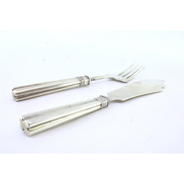 Embossed Silver Cheese Knife and Fork, Set of 2 For Sale - Image 3 of 5