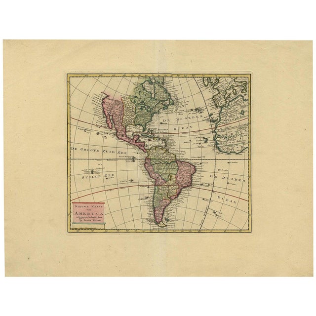 Map of North and South America and Western Part of Africa, 1744 For Sale