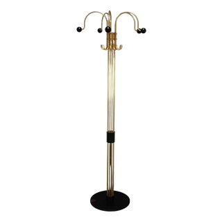 Italian Brass Coat Rack with Black Wooden Finials, 1980 For Sale